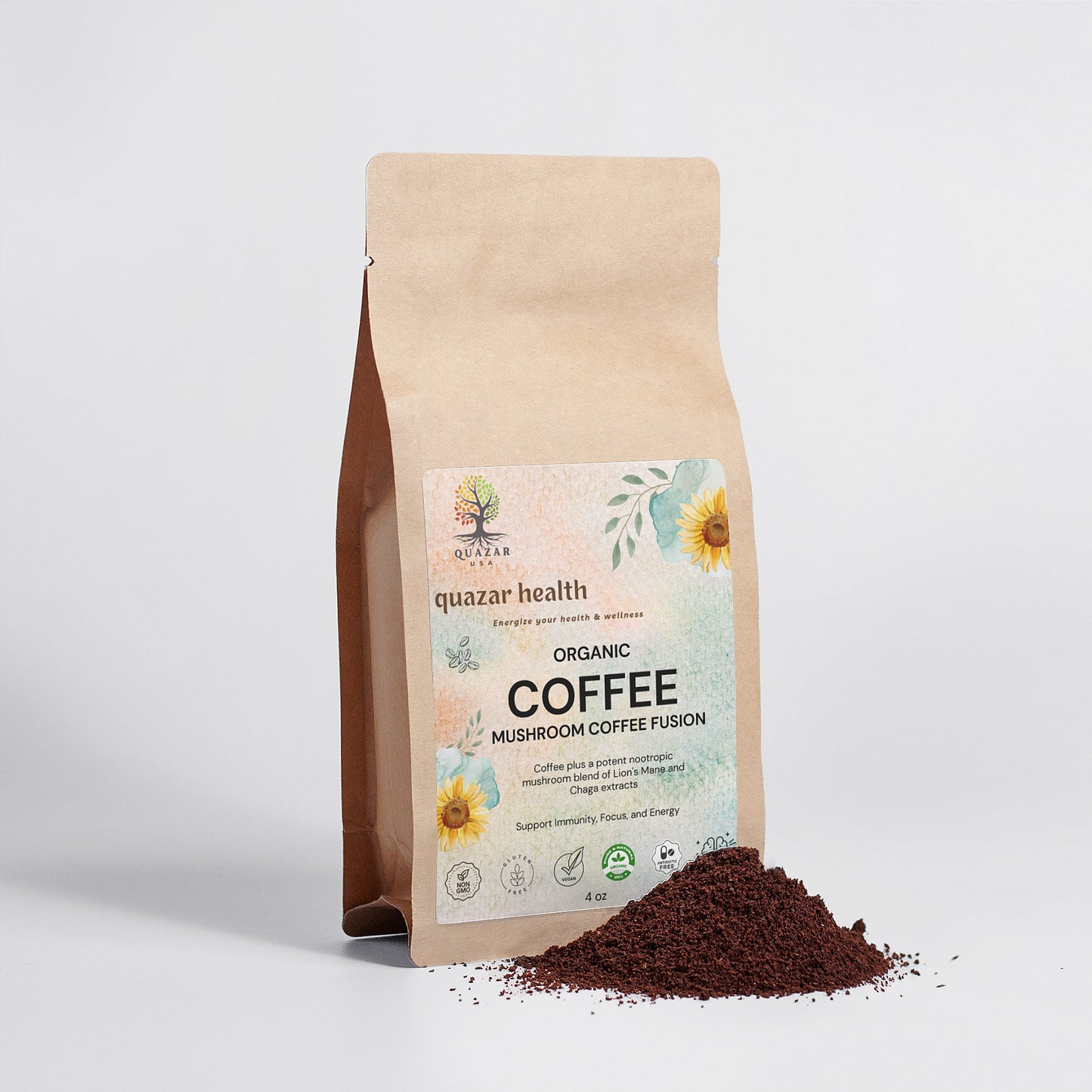 Organic Mushroom Coffee Fusion - Lion’s Mane & Chaga - 4oz